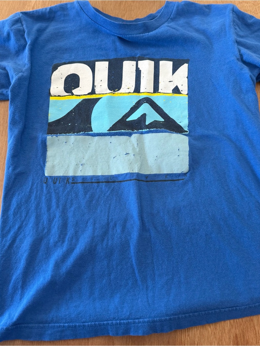 Vintage Quiksilver Kids Youth Blue Surf Big Logo Tee T-Shirt Size L Large